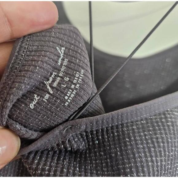 3 X 25 Out From Under Grey Sparkle Crop Top Ribbed Spaghetti Straps Large - Picture 5 of 6